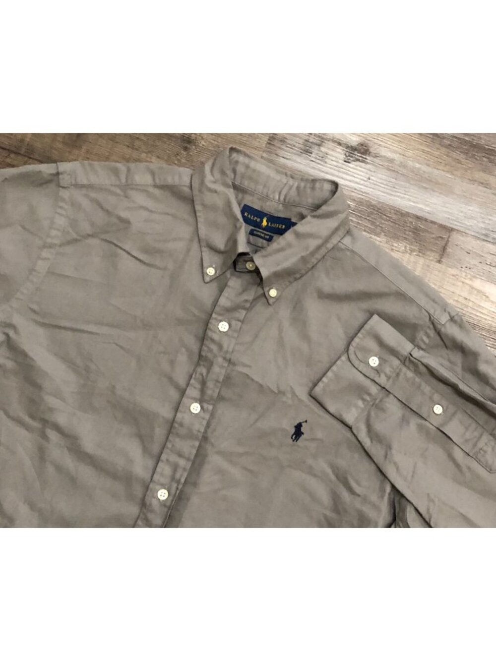 Polo Ralph Lauren Mens Large Gray Classic Fit Button Down Shirt